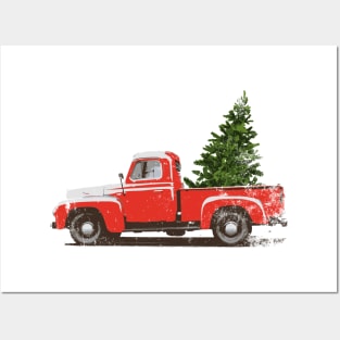 Vintage Pickup Truck Christmas Tree Posters and Art